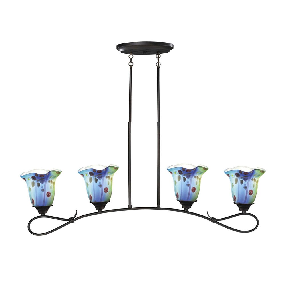 Dale Tiffany AH14337 Hand Blown Art Glass Island Fixture, 4-Light, Titan