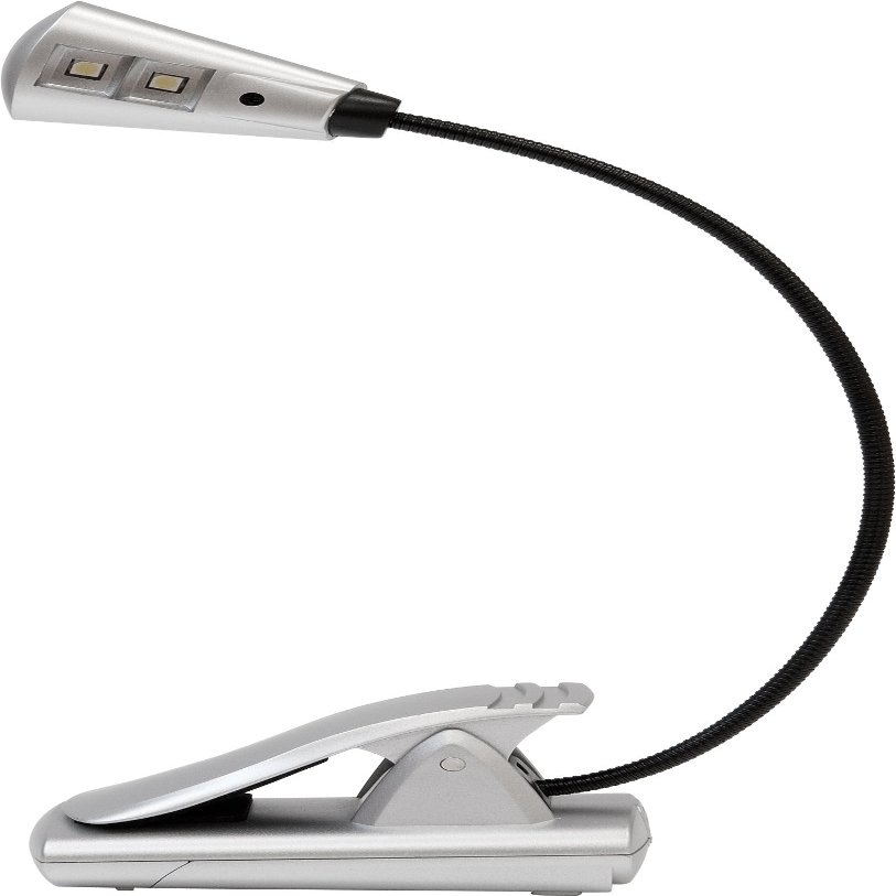UltraBrite UBL012-SLV 2-LED Clip Anywhere Long Lasting Book Light AC/DC Silver