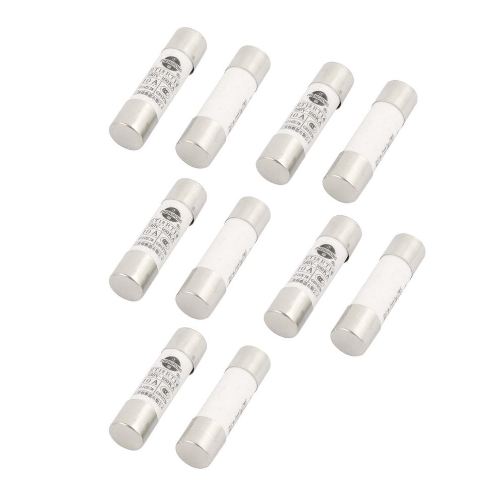 uxcell 10 Pcs 380V 10A Low Breaking Capacity 10mm x 38mm Cartridge Ceramic Fuses