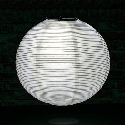 PaperLanternStore.com 14 Inch White Fine Line Premium Even Ribbing Paper Lantern, Extra Sturdy