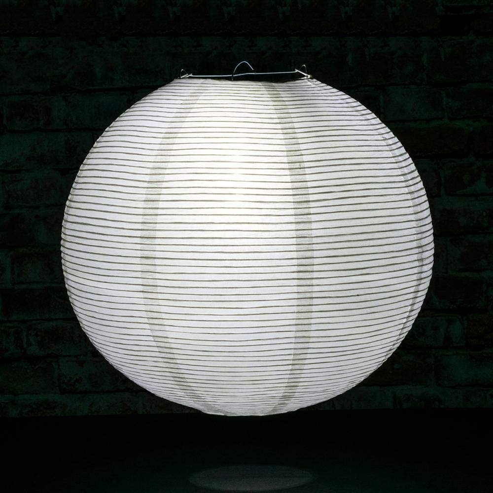 PaperLanternStore.com 14 Inch White Fine Line Premium Even Ribbing Paper Lantern, Extra Sturdy