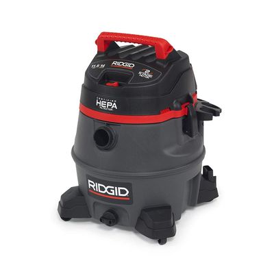 RIDGID 50368 RV2400HF Wet Dry Vacuum, 14-Gallon Shop Vacuum with Certified HEPA Filtration, 2-Stage 11.5A Motor, Casters, Pro Hose, Drain, Blower Port , Red