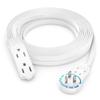 Maximm Cable 15 Ft 360 Rotating Flat Plug Extension Cord/Wire, 16 AWG Multi 3 Outlet Extension Wire, 3 Prong Grounded Wire - White - UL Certified view 1