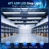 hykolity 4 Pack 4FT LED Shop Light, Linkable Utility Shop Lights, 42W, 5000K Daylight White Shop Light for Garages, Workshops,Hanging or FlushMount, Power Cord with Pull Chain Switch, ETL view 2