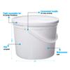 Consolidated Plastics 42586 Pail With Handle, HDPE, 5 quart, White, 10 Piece view 2