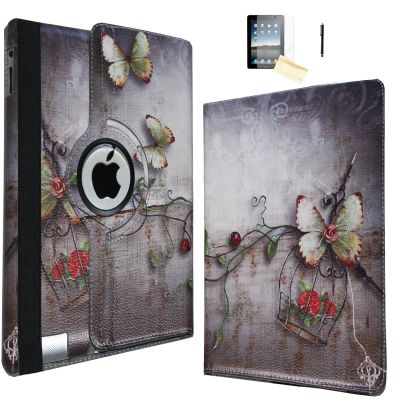JYtrend Case for iPad Air 2, Rotating Stand Smart Case Cover Magnetic Auto Wake Up/Sleep for A1566 A1567 MGLW2LL/A MH0W2LL/A MGL12LL/A MH2V2LL/A MH2W2LL/A MH2U2LL/A (Butterfly)