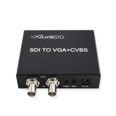 HDSUNWSTD SDI (SD-SDI/HD-SDI/3G-SDI) to VGA+CVBS/AV+SDI Converter Support 1080P for Monitor/Camera/Display with us Power Adapter