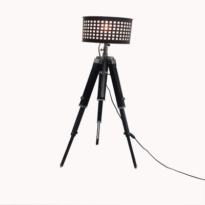 THOR INSTRUMENTS Black Modern Ajdustable Wooden Lamp Tripod Floor with Black Shade Rustic Vintage Home Decor Gifts