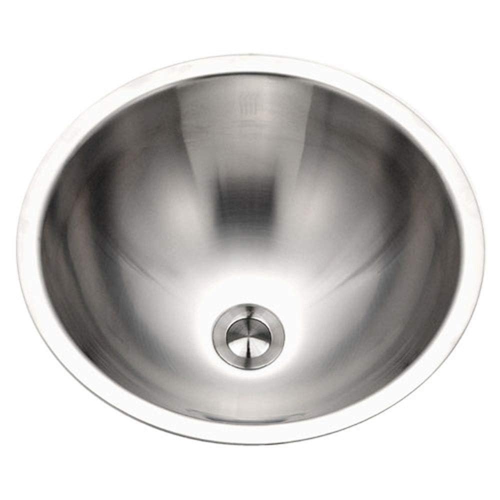 Houzer Opus Stainless Steel Bathroom Sink: 16 Inch Undermount Round Bowl without Overflow, Optional Grid Drain, Durable & Versatile, Essential for Home & Apartment: CR-1620-1