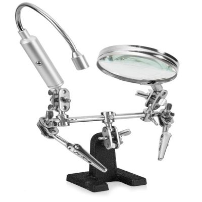 RamPro - Helping Hand Magnifier Glass Stand - Magnifying Lens, Perfect for Soldering, Crafting & Inspecting Micro Objects