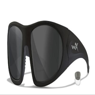 Wiley X ROMER 3 Sunglasses, Ballistic Rated ANSI Z87 Safety Glasses, UV Eye Protection for Shooting, Fishing, Biking, and Extreme Sports, Black Frames, Changeable Tinted and Clear Lenses