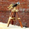 Marine Navy Brass Telescope With Table Top Wooden Tripod Nautical Spyglass Decor view 3