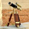 Marine Navy Brass Telescope With Table Top Wooden Tripod Nautical Spyglass Decor view 4