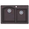 Swanstone QZ03322DB.077 Granite 1-Hole Dual Mount Double-Bowl Kitchen Sink, 33-in L X 22-in W X 9-in H, Nero view 1