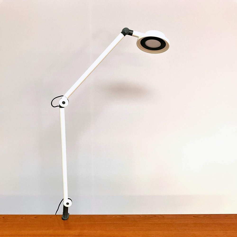 Wood Technology ZTRA LED Architect Desk Lamp with Adjustable Clamp and Dimmer, White