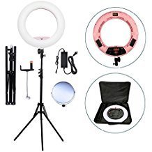 Yidoblo 18 Inch 96W LED Ring Light Kit FD-480 with Tripod Stand Dimmable Bicolor Photography Lighting for Photo Studio Video Portrait Selfie YouTube with Phone/Camera Bracket, Makeup Mirror, Bag Pink