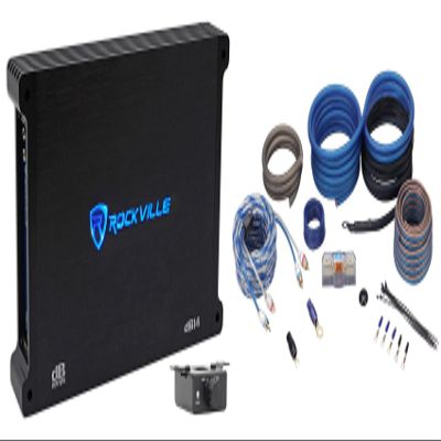 Rockville dB14 Bundle: 4000-Watt Peak/1000-Watt RMS Mono 2-Ohm Car Audio Amplifier, RWK4CU 4 AWG 100 Percent Copper Amp Installation Wire Kit OFC for Vehicle Subwoofer and Stereo Systems, 2-Items