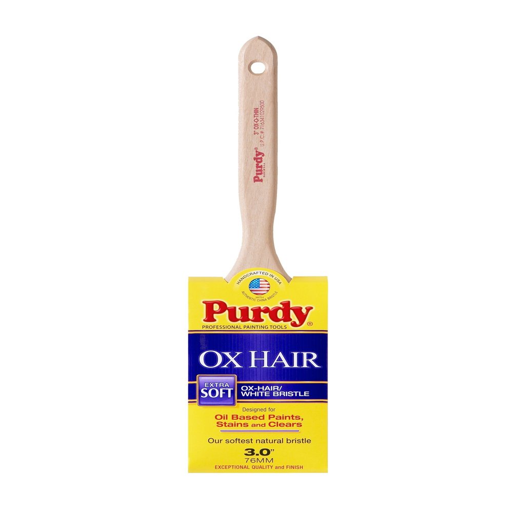 Purdy 144300030 Ox-Hair Series Ox-O-Thin Flat Trim Paint Brush, 3 inch , White