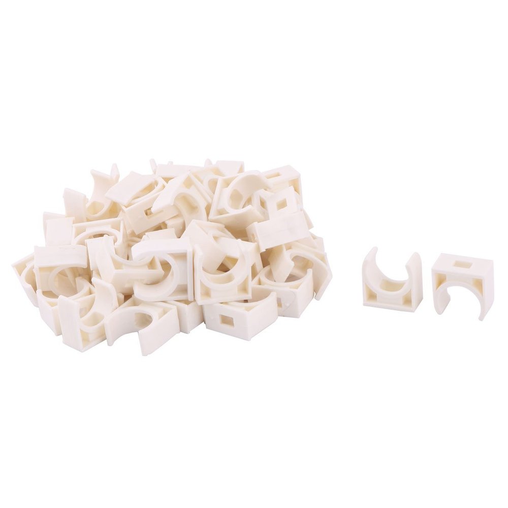 uxcell PVC Family U Shaped Water Supply Tube Pipe Holder Stand Clamps 16mm Dia 50 Pcs