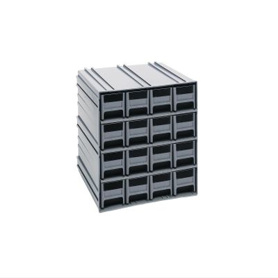 Quantum QIC-161GY Interlocking Gray Storage Cabinet with 16 Gray Drawers, 11.38-Inch by 11-3/4-Inch by 11-Inch