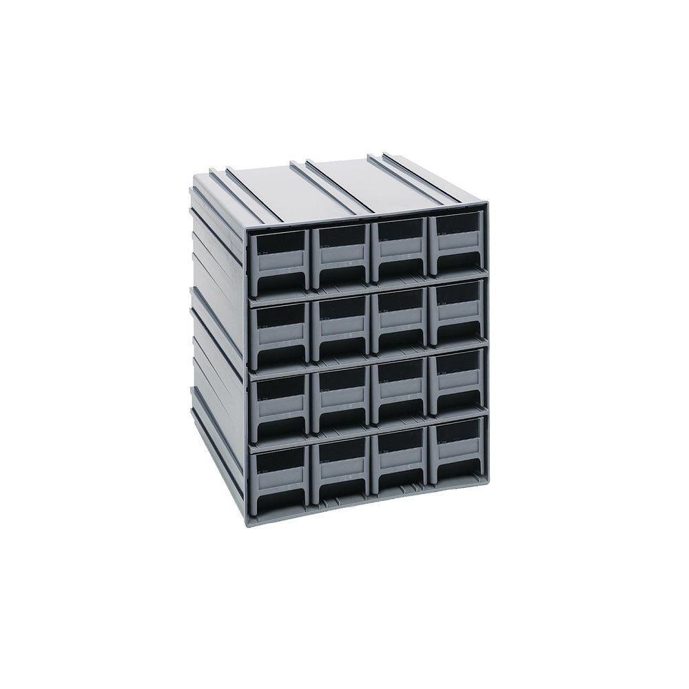 Quantum QIC-161GY Interlocking Gray Storage Cabinet with 16 Gray Drawers, 11.38-Inch by 11-3/4-Inch by 11-Inch