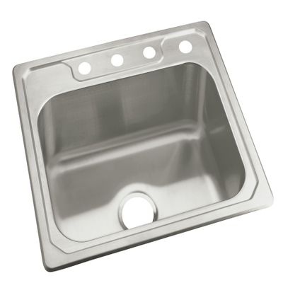 STERLING, a KOHLER Company 14711-4-NA Middleton 25-inch by 22-inch Top-mount Single Bowl Kitchen Sink, Stainless Steel