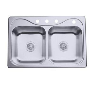 Sterling 11400-4-NA Southhaven 33-inch by 22-inch Top-mount Double Equal Bowl Kitchen Sink, Stainless Steel