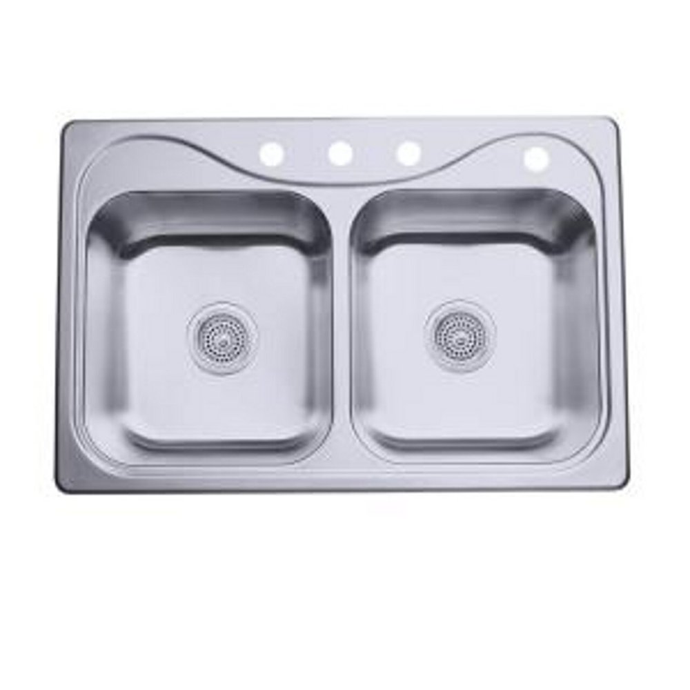 Sterling 11400-4-NA Southhaven 33-inch by 22-inch Top-mount Double Equal Bowl Kitchen Sink, Stainless Steel