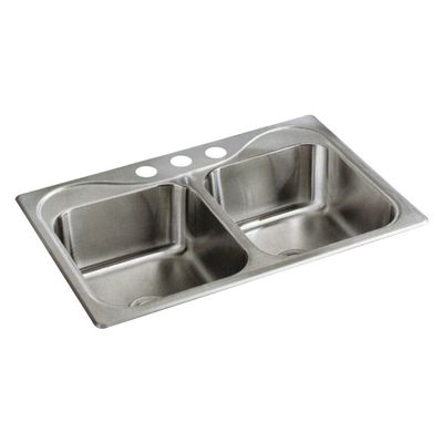 STERLING, a KOHLER Company STERLING 11402-3-NA Southhaven Top-mount Double Equal Bowl Kitchen Sink, Stainless Steel, 8.00 x 22.00 x 33.00 inches