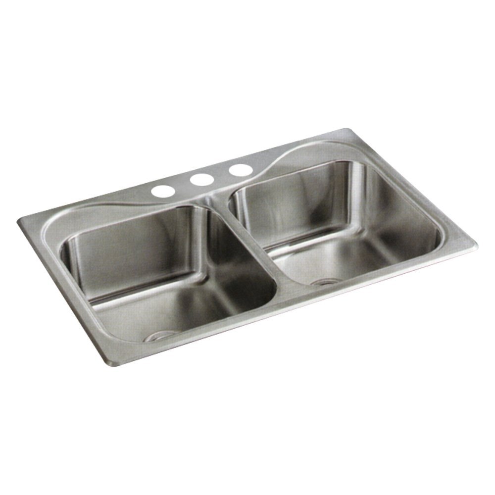 STERLING, a KOHLER Company STERLING 11402-3-NA Southhaven Top-mount Double Equal Bowl Kitchen Sink, Stainless Steel, 8.00 x 22.00 x 33.00 inches