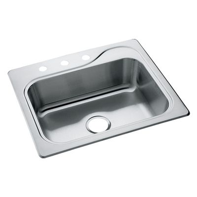 STERLING, 11403-3-NA, Southhaven 25" Single Basin Drop In Stainless Steel Kitchen Sink with SilentShield, Stainless Steel