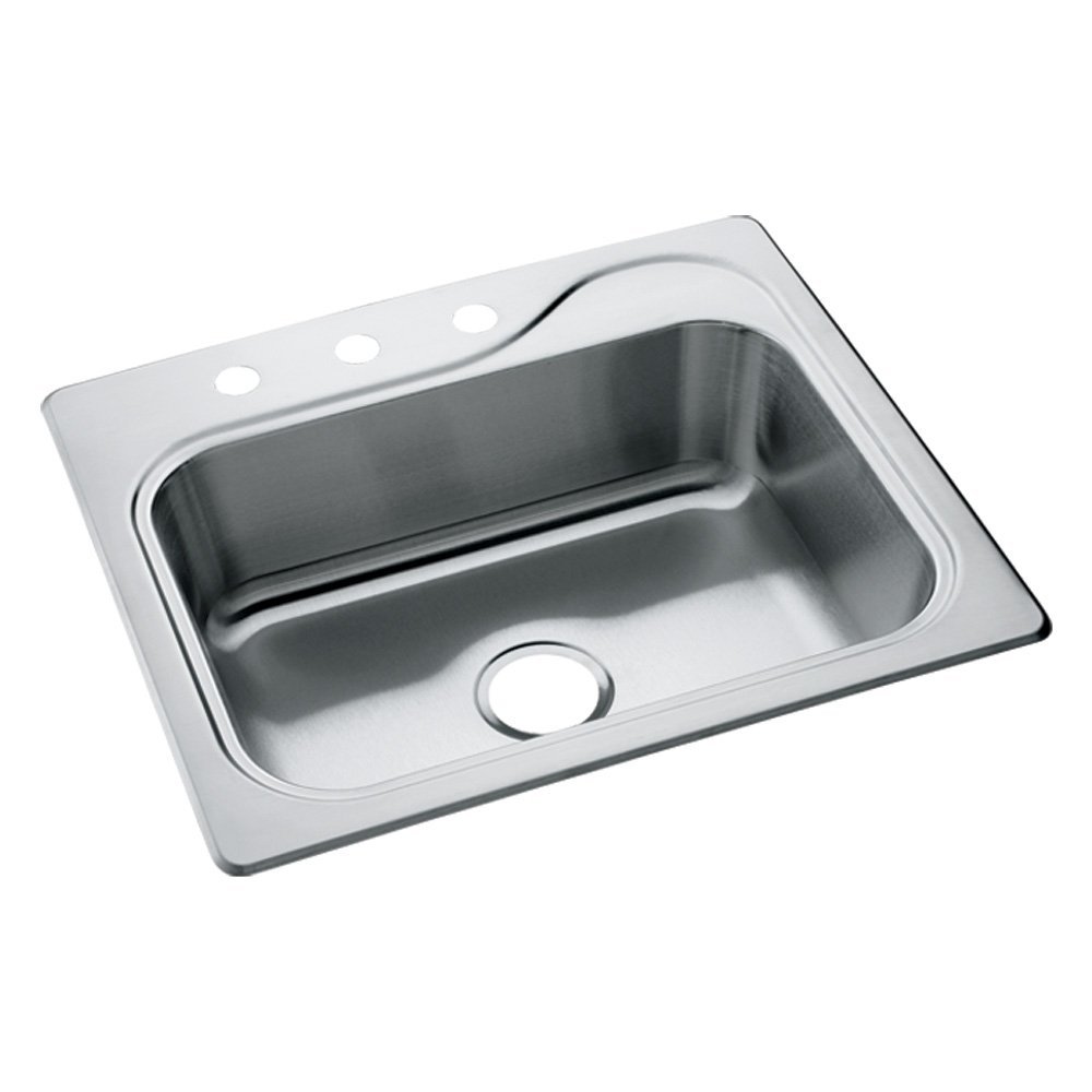 STERLING, 11403-3-NA, Southhaven 25" Single Basin Drop In Stainless Steel Kitchen Sink with SilentShield, Stainless Steel