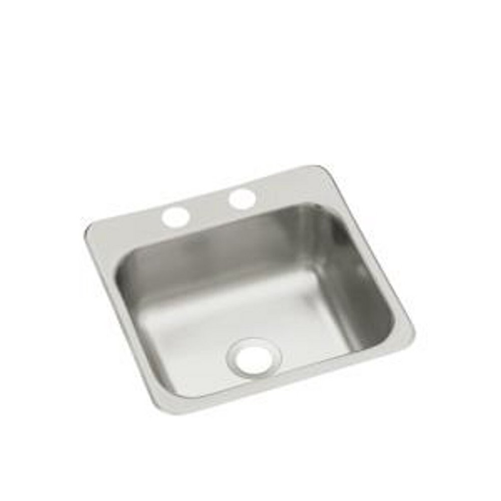 STERLING, a KOHLER Company B153-2 Secondary Sink 15-Inch by 15-Inch Top-mount Single Bowl Bar Sink, Stainless Steel, Satin, 1.44