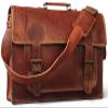 18 Inch Vintage Handmade Leather Travel Messenger Office Crossbody Bag Laptop Briefcase Computer College Satchel Bag For Men And Women view 1
