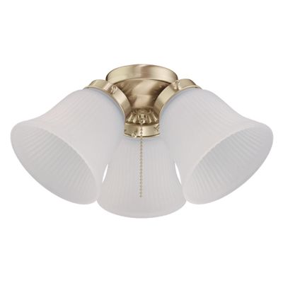 7784500 Three-Light LED Cluster Ceiling Fan Light Kit, Polished Brass Finish with Frosted Ribbed Glass