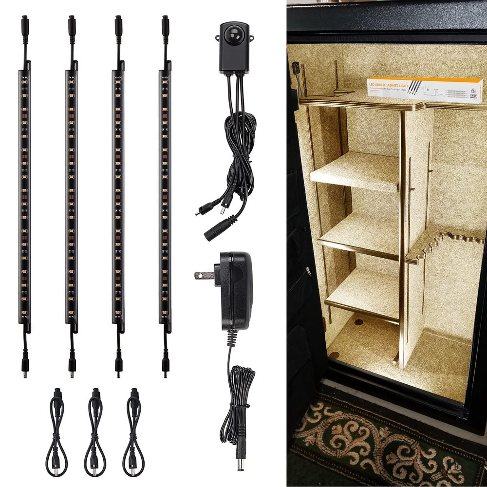 TORCHSTAR 4pcs 12 Inch LED Safe Lighting Kit, Motion Sensor, 3000K