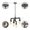 NIUYAO Antique Industrial Wrought Iron Pendant Chandelier Lighting Vintage Steampunk Water Pipe Retro Loft Hanging Lamp Fixture Rustic Lighting,Antique Brass Finish 416387 view 3