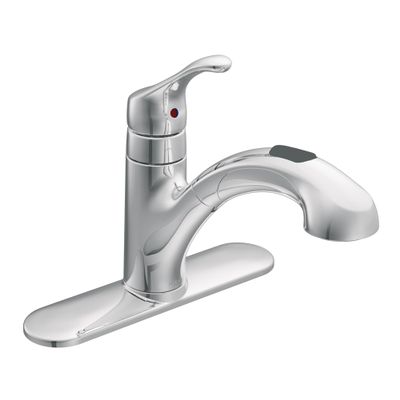 Moen CA87316C Renzo Single Handle Low Arc Pullout Kitchen Faucet Featuring Power Clean, Chrome