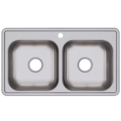 Elkay Dayton D233191 Equal Double Bowl Drop-in Stainless Steel Sink 33 x 19 x 6.4375"