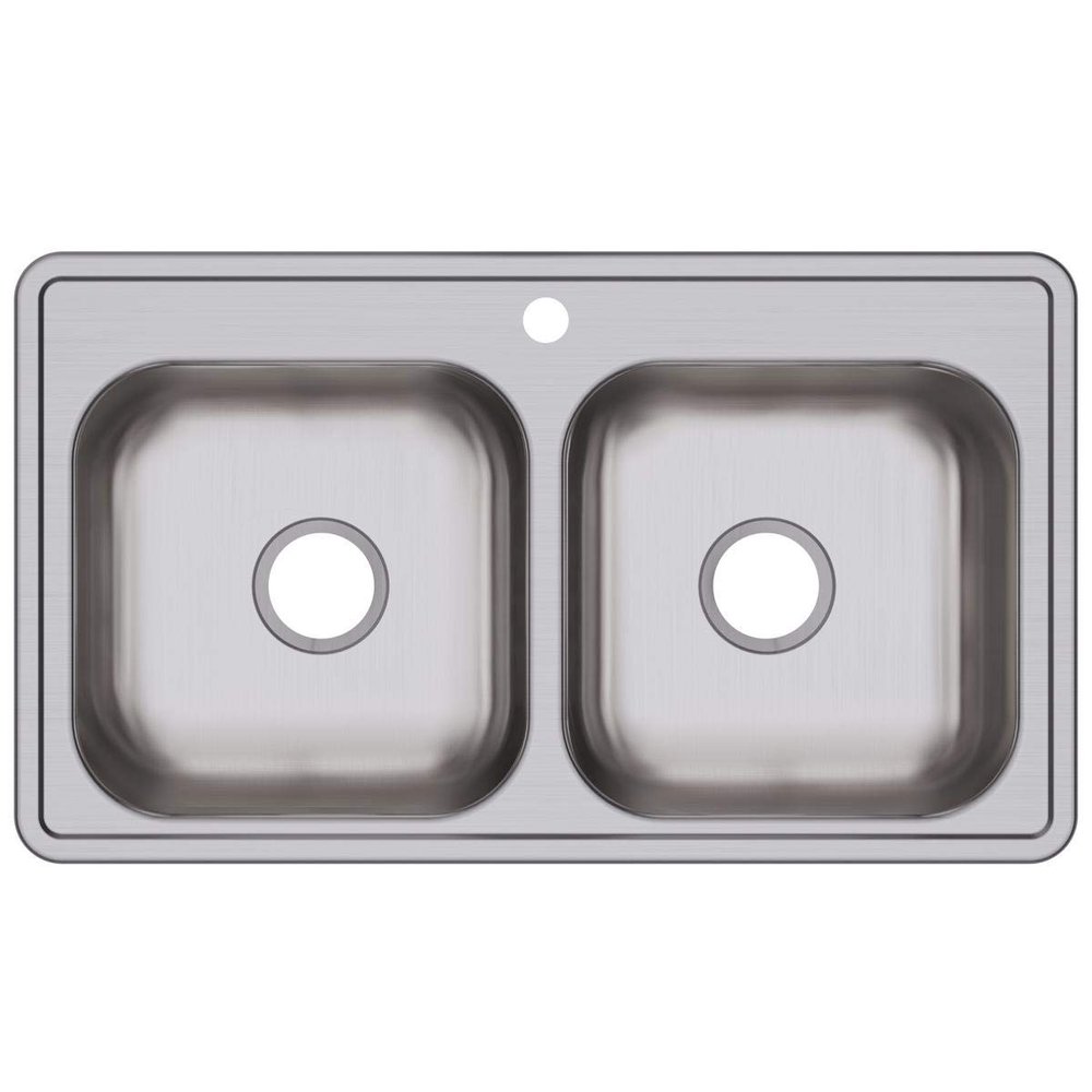 Elkay Dayton D233191 Equal Double Bowl Drop-in Stainless Steel Sink 33 x 19 x 6.4375"