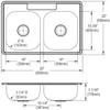 Dayton DD233223 Equal Double Bowl Drop-in Stainless Steel Sink view 3