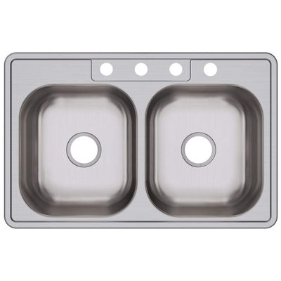 Dayton D233214 Equal Double Bowl Top Mount Stainless Steel Sink