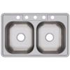 Dayton Stainless Steel 33" x 21-1/4" x 6-9/16", 5-Hole Equal Double Bowl Drop-in Sink view 1