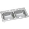Dayton Stainless Steel 33" x 21-1/4" x 6-9/16", 5-Hole Equal Double Bowl Drop-in Sink view 3