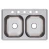 Dayton Stainless Steel 33" x 22" x 6-9/16", 5-Hole Equal Double Bowl Drop-in Sink view 1