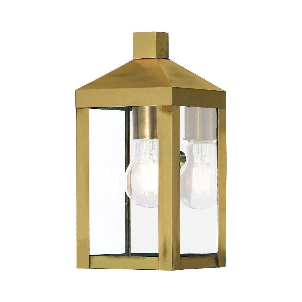 Livex Lighting 20581-01 Nyack 1-Light Outdoor Wall Lantern, Antique Brass