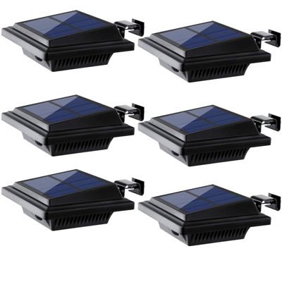 UniqueFire Outdoor Solar Gutter Lights, 40 LEDs Outdoor Solar Fence Lights Outdoor Waterproof Security Lamps for Eaves Garden Landscape Walkway (6, Black, Warm White)