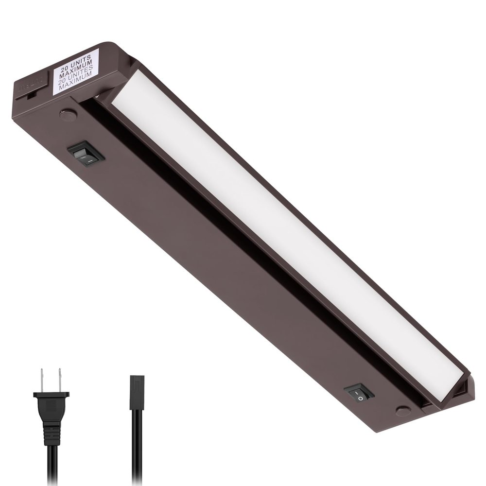 GETINLIGHT 12-Inch Plug-in Swivel LED Under Cabinet Light, 2-CCT, Bronze