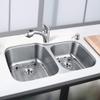 Whitehaus WHNDBU3320-BSS Noah's Collection 33 5/8-Inch Double Bowl Undermount Sink, Brushed Stainless Steel view 2