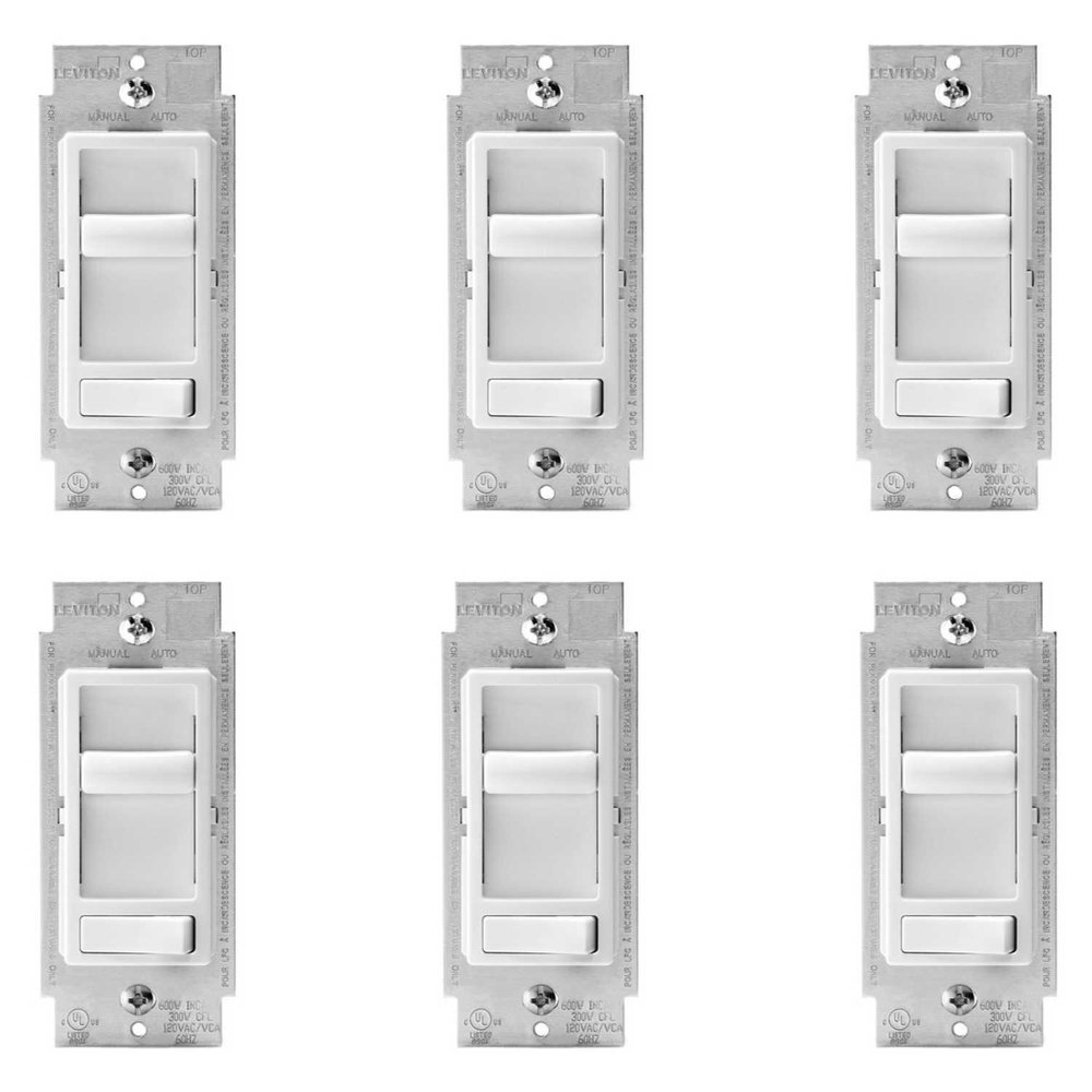 Leviton R62-06674-P0W SureSlide Universal Incandescent Dimmer White (6 Pack)